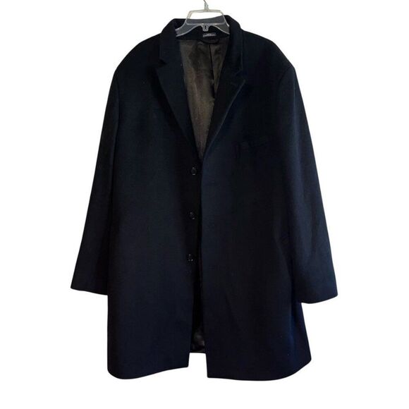 Stafford Men’s Top Coat Black Wool Blend Signature Classic Fit Size 52 - Picture 1 of 16